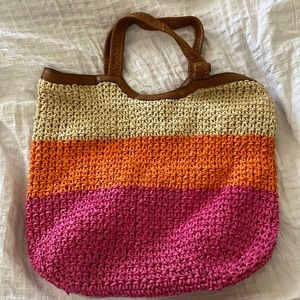 Straw Striped Tote Bag